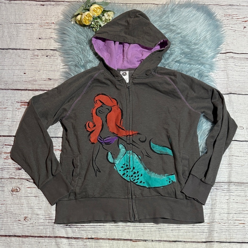 Disney Store Ariel Gray and Purple Zip Up Hoodie sz L